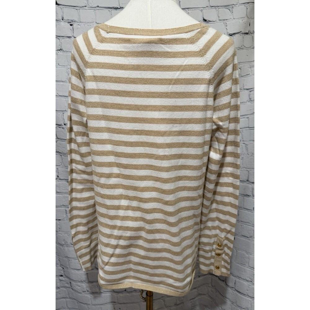 LILLY PULITZER gold Coconut Positano Stripe crewneck Dinah sweater Large